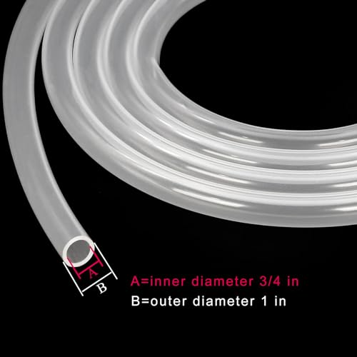 Silicone Tubing 3/4"ID - 10ft Food Grade Hose Pure Silicon Tube | 3/4" ID x 1" OD Flexible High /Low Temp Silicone Tubing for Home Brewing Wine Making Food Safe (9.84ft Length) - size: 3/4” ID, style: 10 ft