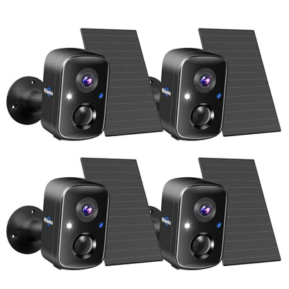 Hiseeu Security Cameras Wireless Outdoor, 4pcs Solar Powered 3K 4MP Surveillance WiFi Cameras for Home Security Outside, PIR/AI Motion Detection, Waterproof, Color Night Vision, 2-Way Audio, Black - color: 4C90B-Black