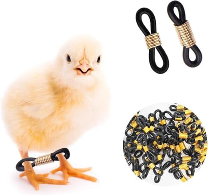 50Pcs Black Baby Chick Splay Leg Hobble Chicken Leg Bands Adjustable Hobbling Chicken Hobble Braces for Spraddle Leg Repair Poultry Care Supplies for Chick Bird Ducks Newly Hatched