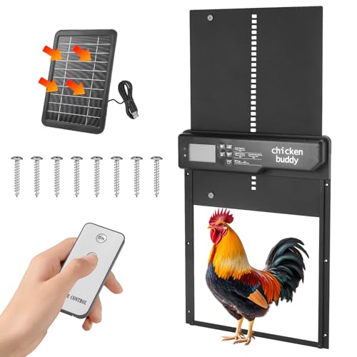 Solar Automatic Chicken Coop Door Opener, Auto Chicken Door with Timer and Light Sensor, Safe & Smart Operation with Obstacle Detection