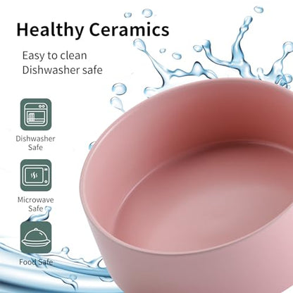 Pink Raised/Elevated Ceramic Dog Bowl for Small Medium Sized Breeds,Dog Food Water Bowl with Stand,6 in Non Slip Heavy Pet Feeding Dish 3.6 Cups/ 850 ml /28 OZ - color: Pink, size: 6 in
