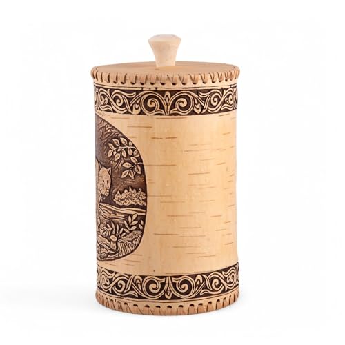 STP GOODS Birch Bark Container, Storage container, Kitchen Container Money to the House Birch Bark (Bear) - color: Bear