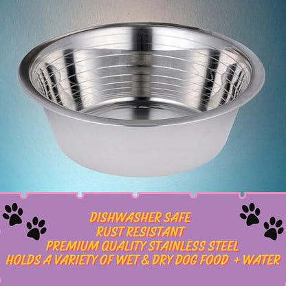 Bosky 2-Pack Stainless Steel Dog Bowl 8.8" Wide, Replacement Feeder Bowls | fits feeder with hole opening 8.2"-8.7" , Pet Metal Food and Water Dish - size: 8.9" (2-Pack)
