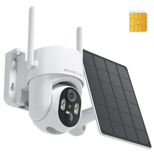 HOSAFE.COM 4G LTE Cellular Security Camera No Internet Needed,2K Solar No WiFi Security Camera Outdoor Wireless with SIM Card Jobsite, 360 Live View, Motion Detection, Free Cloud Storage(Need Apply)