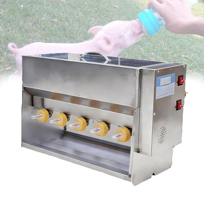 Constant Temperature Piglet Milk Feeding Machine, Pig Nursing Feeder with Sound Source Hole & 10/14 Nipples, Stainless Steel Farm Breeding Equipment for Newborn Piglets 10Heads - color: 10heads