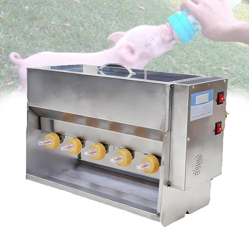 Constant Temperature Piglet Milk Feeding Machine, Pig Nursing Feeder with Sound Source Hole & 10/14 Nipples, Stainless Steel Farm Breeding Equipment for Newborn Piglets 10Heads - color: 10heads