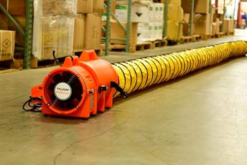 Allegro Industries-9533-25 32" X 13 12" X 14 12" 831 cfm 13 hp 115 VAC 3 A Motor Polyethylene Com-Pax-Ial Blower with Canister and 8" X 25' Duct,Orange