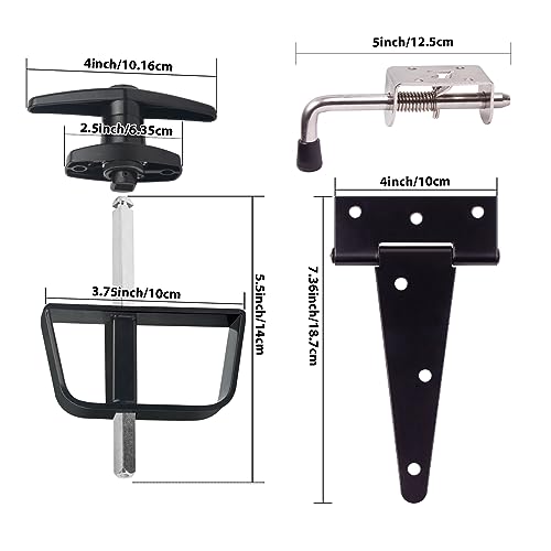Shed Door Hardware Kit - Complete Gate Set with Hinges, Latch, Lock & Handle for Your Shed Door - size: 5.5 inch-Hinge Set-T