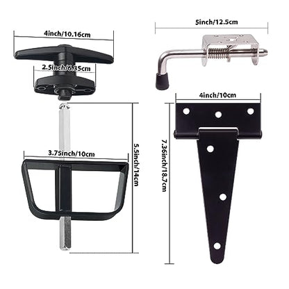 Shed Door Hardware Kit - Complete Gate Set with Hinges, Latch, Lock & Handle for Your Shed Door - size: 5.5 inch-Hinge Set-T