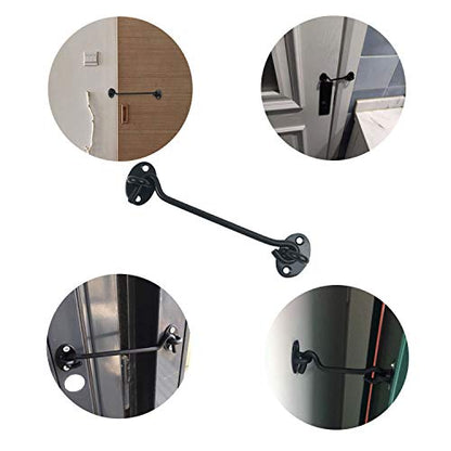 2PCS 6 Inch Stainless Steel Barn Door Hook and Eye Latch - Black, Long Privacy Cabin Swivel Window Hook, Heavy Duty Gate Latch Holder Easy Lock - for Sliding Door, Garage, Shed, Window - size: 6 Inch - Black