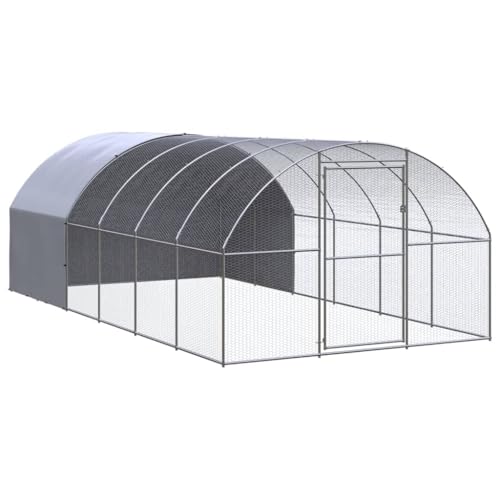 Large Galvanized Steel Chicken Coop Outdoor Silver Rectangular Animal House for Chickens Ducks Rabbits - color: Silver C, size: 118.1 x 118.1 x 78.7 in (W x L x H)