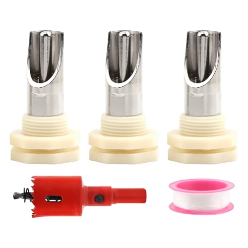 3 PCS Pig Nipple Waterer for Barrel Kit Automatic Waterer System, Stainless Steel Pig Drinker Feeder with Water Tank Connector Kit, Fitting for Piglets Goat(Silver)