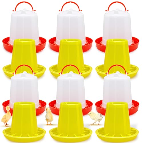 Funnymoom 12 Pack Chick Feeder and Waterer Set Chicken Feeder and Waterer Kit, 1.5l Chicken Feeding and Drinker Bulk for Baby Chicks Ducks Goose Pigeons Quail Coop Accessories(Combination) - style: Combination