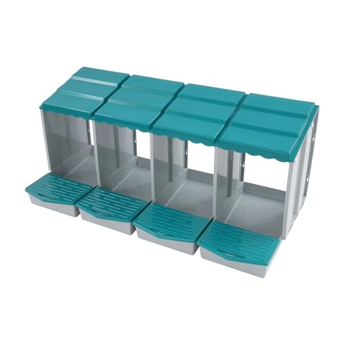 Chicken Nesting Box, 4 Compartment Hen Laying Boxes with Egg Collection, Wall Mountable Roll Away Nest, Heavy Duty Chicken Coop Laying Box for Home, Outdoor, Farm, Backyard (Green+Grey) - color: Green+Grey