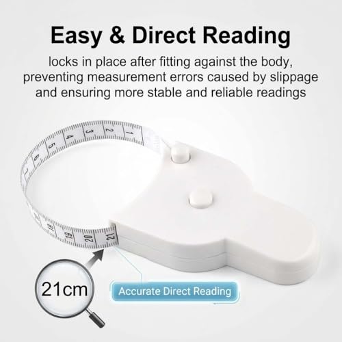 Body Measuring Tape Set, 60in/150cm, Automatic Retractable Tape Measure with Direct Reading, One-Hand Operation for Fitness Weight Loss, Waist, Bust, Hip Measurement, Sewing Tailoring Supplies