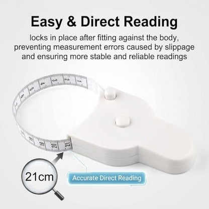 Body Measuring Tape Set, 60in/150cm, Automatic Retractable Tape Measure with Direct Reading, One-Hand Operation for Fitness Weight Loss, Waist, Bust, Hip Measurement, Sewing Tailoring Supplies