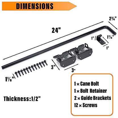Upgrade 24" Heavy Duty Cane Bolt Gate Drop Rod-Steel Gate Ground Latch Designed for Wood Metal Vinyl Gates or Double Doors Fence - size: 24 Inch-1 Pack