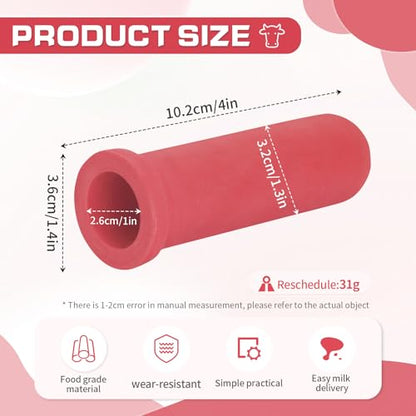 6PCS Calf Feeder Pacifier Teats Soft Rubber Feeding Teats for Cattle Horse Donkey Nursing Bottle Nipples Farm Animal Feeding Supplies (RED) - color: RED