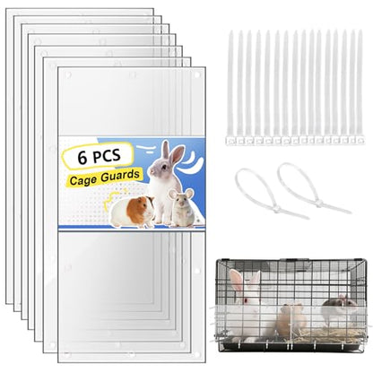 Harhana Cage-Guard, 6 Packs Clear Transparent Pet Cage Protector, Chew-Proof Barrier for Hamster, Rabbit, Bird Cages, DIY Customizable Edge Cover to Protect Wires & Prevent Mess