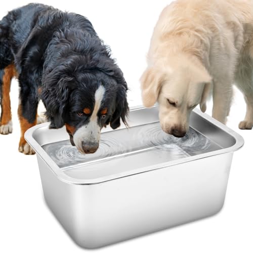 4 Gallons Extra Large Dog Water Bowl, Stainless Steel Metal Dog Bowls,Extra Large Capacity Pet Food Bowl Water Dish for Indoor and Outdoor Universal for Medium to Giant Dogs - color: 1PCS(Original Color), size: 4 Gallons