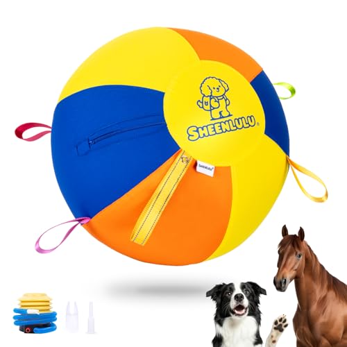 Herding Ball for Dogs, 22'' Dog Training Balls with Straps for Australian Shepherd, Border Collie, Cattle Dog, Large Breed, Horses Outdoor Play - color: Multicolor&Bell, size: 22"