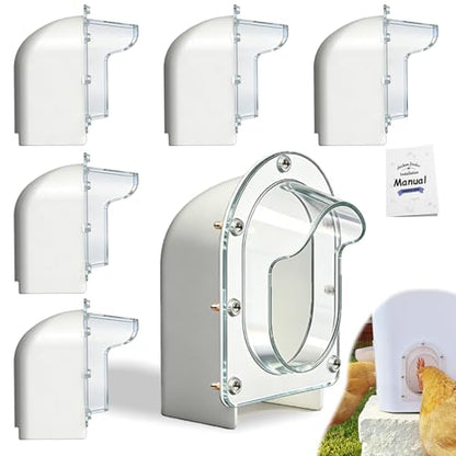 Chicken Feeder Port ProMAX,1.6×Taller Anti-Snag Opening,Clear View Cover,Real No Waste Automatic Poultry Feeder(6-Pack Without Soldering Iron) - size: 6-Pack Without soldering iron