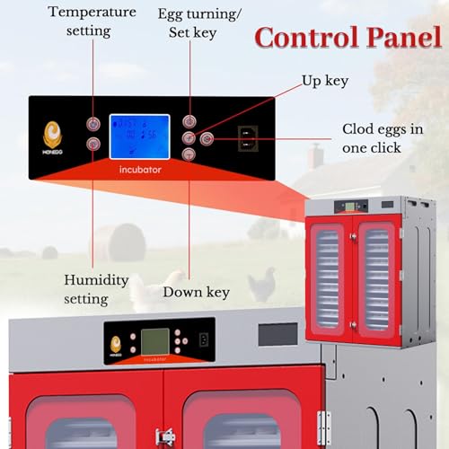 Incubators for Hatching Eggs,1000 Eggs Incubator with Automatic Egg Turning and Humidity Control,Commercial Large Cabinet Hatcher for Chicken, Duck, Quail,Birds Eggs (Red,1000-Egg) - size: 1000-Egg