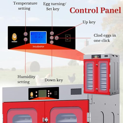 Incubators for Hatching Eggs,1000 Eggs Incubator with Automatic Egg Turning and Humidity Control,Commercial Large Cabinet Hatcher for Chicken, Duck, Quail,Birds Eggs (Red,1000-Egg) - size: 1000-Egg
