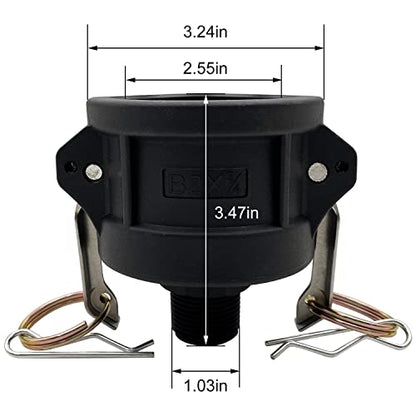 2pcs Fittings Adapter for IBC Tote Tank 275 330 Gallon Garden Hose Camlock 2 inch to 3/4 inch