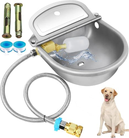 Automatic Cow Drinking Water Bowl Stainless Steel Animal Dispenser Waterer | Automatic Livestock Drinking Water Bowl with Float Valve Drainage Hole,with 3/4'' Hose & Screws