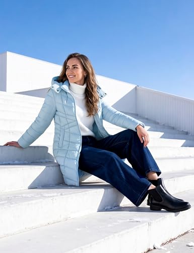 wantdo Women's Puffer Jacket Warm Padded Winter Coat Long Quilted Jacket (Available in Plus Size) - color: Light Blue, size: Small