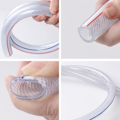 Eoiips 1-1/2” ID PVC Braided Clear Flexible Vinyl Tubing, 1-1/2" ID x 1-13/16" OD Heavy Duty Reinforced Vinyl Hose Tube for Water, Oil & Liquid Transfer, 15FT - size: 1-1/2" ID, style: 15FT