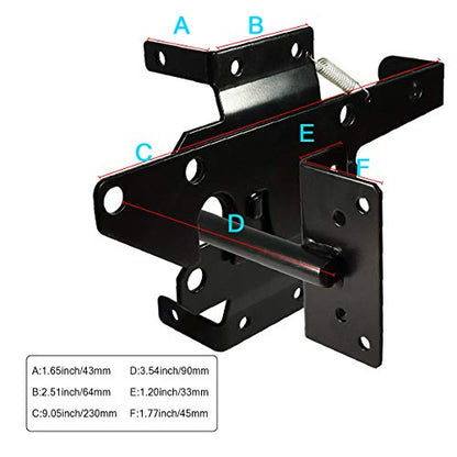 Self-Locking Gate Latch Heavy Duty Post Mount Automatic Gravity Lever Wood/PVC Fence Gate Lock with Fasteners Hardware,for Secure Pool |Yard | Garden, Steel,Black - color: Black