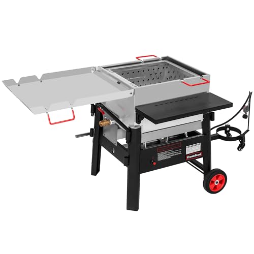 Creole Feast CFB1001A 90 QT Crawfish Boiler, Outdoor Single Sack Propane Gas Cooker with Folding Cylinder Mounting Bracket and Stirring Paddle for Seafood & Crawfish Season, Black - size: 90 quart