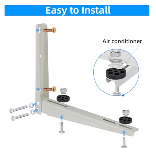 Qualward Mini Split Wall Mounting Bracket for Universal Ductless Air Conditioners, Heavy Duty Support Bracket for AC, Heat Pumps Compressors 7000-15000 BTU - size: 7000-15000 Btu