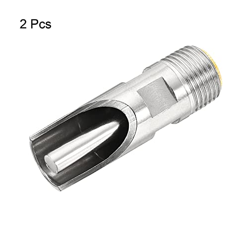 MECCANIXITY Pig Nipple Waterer 2Pcs Automatic Pig Feeder 1/2" PT Poultry Water Nipple Pig Drinker Stainless Steel Copper Hat Duck-Mouth Type for Sows Drinking, Silver