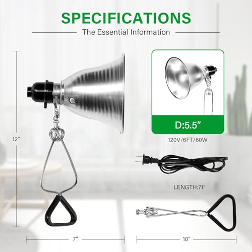 Simple Deluxe 2-Pack Clamp Lamp Light with 5.5 Inch Aluminum Reflector up to 60 Watt E26 (no Bulb Included) 6 Feet 18/2 SPT-2 Cord, Silver - size: 5.5 Inch (60 Watts), style: 2-Pack