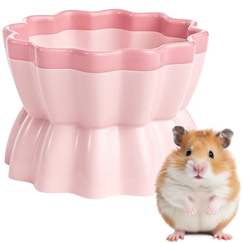 mini&moe Hamster Food Bowl - Ceramic Guinea Pig Bowl Anti-Turning Small Pet Food Feeding Dish for Rabbit Rat Gerbil Mouse Chinchilla - color: Pink