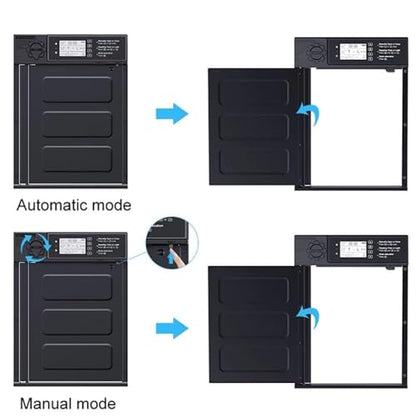 Automatic Chicken Coop Door Solar Powered with Timer,Solar Timer Chicken House Door,LCD Display Chicken Door with Light Sensor,4 Modes,Abnormal Alarm