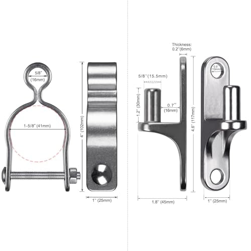 Insaga 2Pack Heavy Duty Wall Mount Gate Hinges, 304 Stainless Steel Chain Link Fence Gate Hinges for Farm, 1-5/8" Pipe Gate Hinge with 5/8" Pin, T-Post Gate Hinge Kit for Wooden & Metal Fence - size: 1-5/8''-2Pack