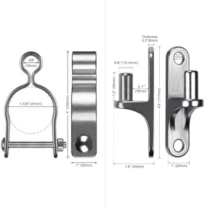 Insaga 2Pack Heavy Duty Wall Mount Gate Hinges, 304 Stainless Steel Chain Link Fence Gate Hinges for Farm, 1-5/8" Pipe Gate Hinge with 5/8" Pin, T-Post Gate Hinge Kit for Wooden & Metal Fence - size: 1-5/8''-2Pack
