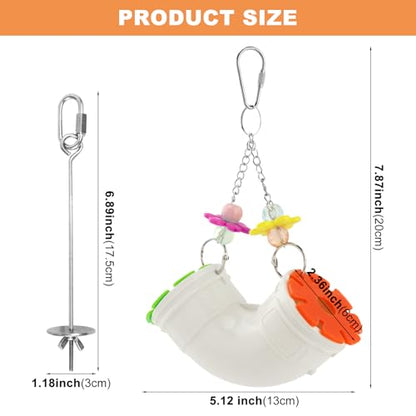 Rat Enrichment Toys, Hanging Foraging Puzzle Slow Feeder for Various Treats, Wide Opening Feeder Rat Cage Accessory for Rats, Mice or Parakeets, Includes Chew Tube
