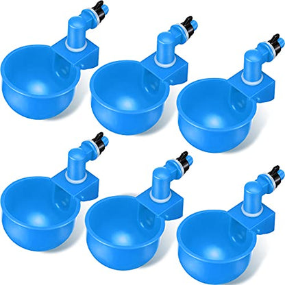Patelai Chicken Water Cups, Chicken Waterer Cups Summer Water Feeder Cup 3/8 Inch Thread Automatic Filling Waterer Poultry Drinking Bowl for Duck Turkey Bunny(Blue,6 Pieces) - color: Blue