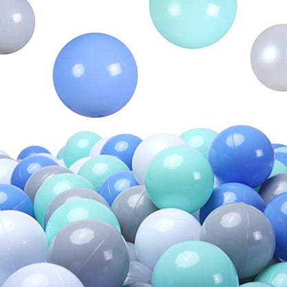 Colorful 100pcs Ball Pit Balls 2.2-inch Plastic Ocean Ball Crush Proof Stress Balls for Kids Pool Ball Playhouse Pit Accessories - color: Blue+Gray+White