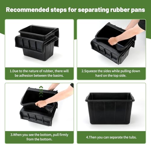 3 Pack 17 Quart Rubber Horse Feed Bucket Heavy Duty Plastic Hay Feeder for Stall Fence Pasture Stable Mountable Cattle Sheep Cow Feeding Pan with Hook for Easy Hanging Black