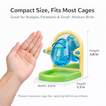 Small Pet Intelligence Growth Rotating Foraging Toy with Mirror for Birds,Budgies,Parakeets, Rats & Hamsters Chew-Proof Cage Feeder Slow Release & Self-Discovery Fun(1pc Random Color)