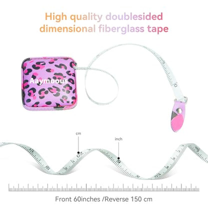 Mini Retractable Soft Tape Measure for Sewing, Cloth, Fabric & Body Measurements Measuring Tape for Body Measurements - color: Pink leopard print