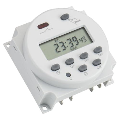 Baomain Time Switch Relay with 4 x Terminal Cable,Digital LCD Programmable Timer,12V DC/AC Input,200-250V 16A Output,28 Programs Daily/Weekly Schedule,CN101A for Lighting and Equipment Control - size: Timer with Terminal Cable