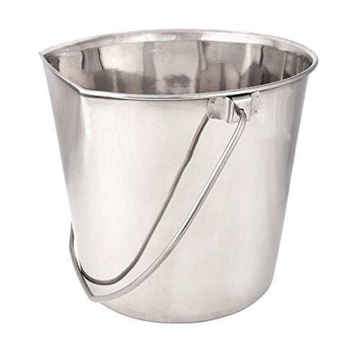 Pro Select Stainless Steel Pet Pail, 1-Quart Size – Heavy Duty Flat Sided Pail Great for Providing Water in Pet Kennels - size: 1-Quart