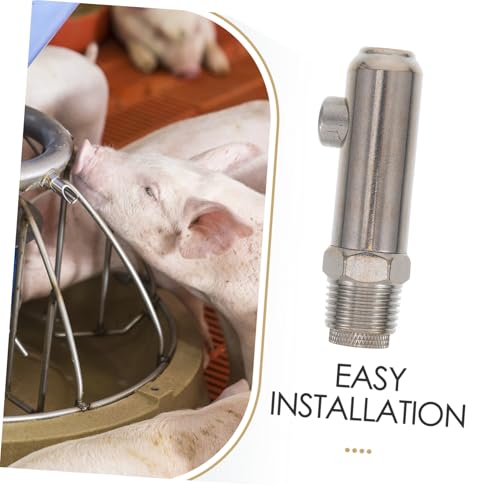BESPORTBLE Anti-Splash Stainless Steel Pig Waterer Nozzle Durable Automatic Drinking Dispenser for Livestock for Farm Use Easy to Install and Portable Nipple Waterer for Pigs